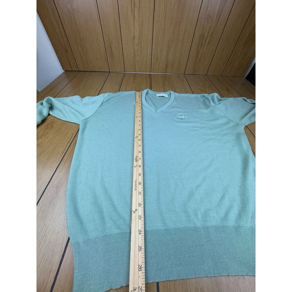 Vintage Izod V-Neck Pullover Sweater Green USA Made‎ 100% Acrylic Mens XL - Picture 12 of 16